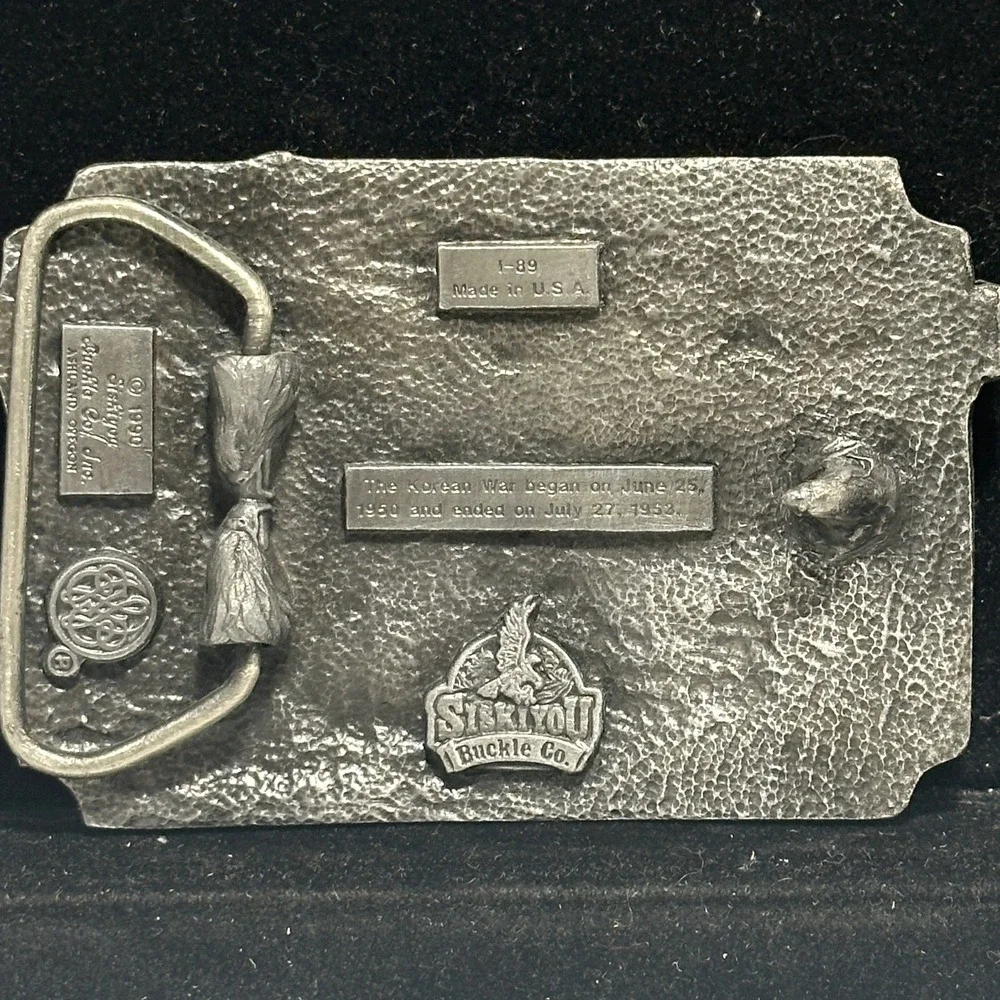 Siskiyou Korean War Veteran 1950-53 Military Jet Tank Pewter Belt Buckle USA